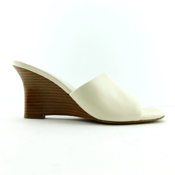VINCE Ivory Leather Wedge Slide Heel Sandals 8.5US / 39EU - Picture 2 of 8
